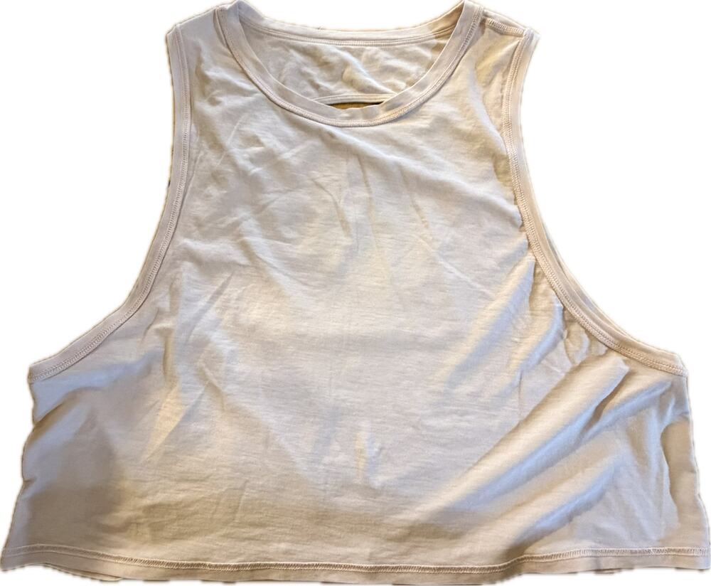lululemon Womens Cropped Tank Top Size M Pink Sleeveless Crew Neck Logo